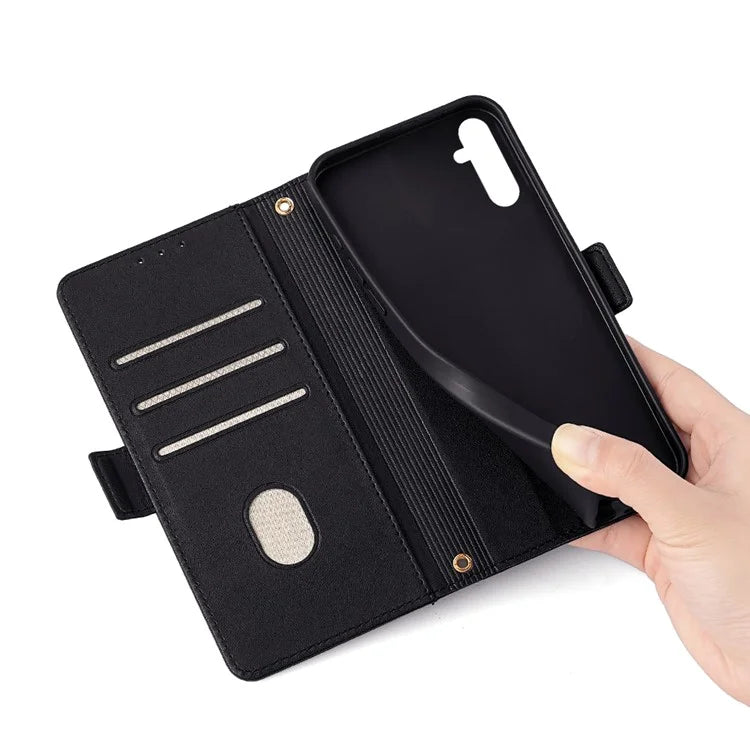 For Samsung Galaxy M34 5G / F34 5G Wallet Case RFID Blocking Leather Phone Cover with 2 Straps