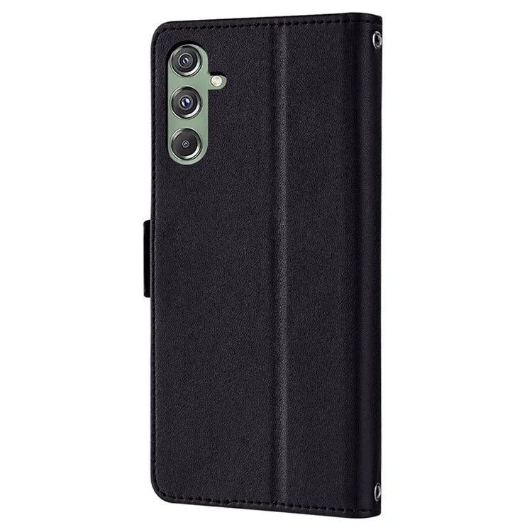 For Samsung Galaxy M34 5G / F34 5G Wallet Case RFID Blocking Leather Phone Cover with 2 Straps