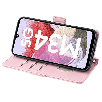 For Samsung Galaxy M34 5G / F34 5G Wallet Case RFID Blocking Leather Phone Cover with 2 Straps