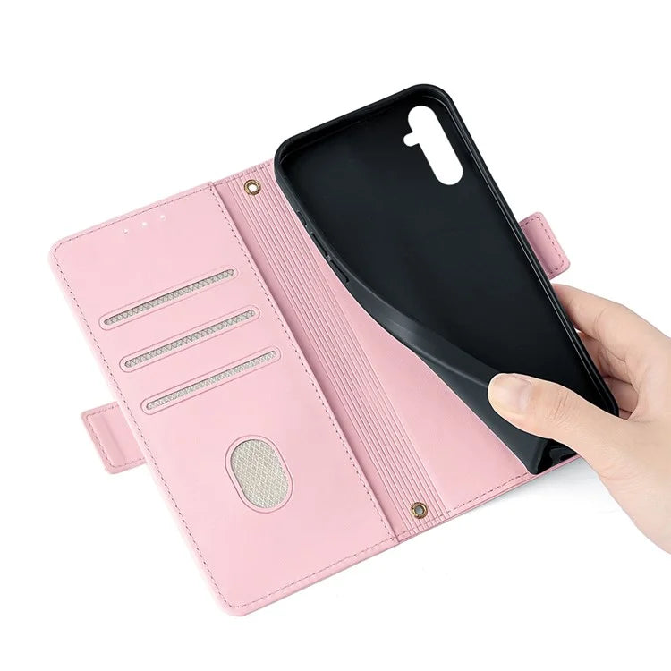 For Samsung Galaxy M34 5G / F34 5G Wallet Case RFID Blocking Leather Phone Cover with 2 Straps