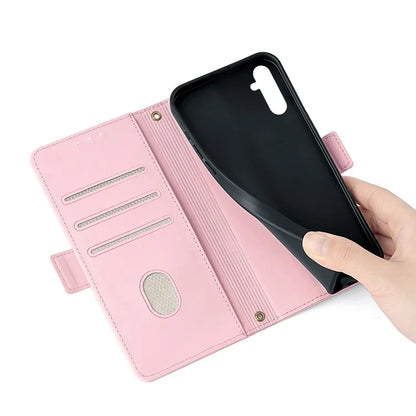 For Samsung Galaxy M34 5G / F34 5G Wallet Case RFID Blocking Leather Phone Cover with 2 Straps