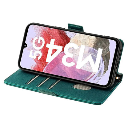 For Samsung Galaxy M34 5G / F34 5G Wallet Case RFID Blocking Leather Phone Cover with 2 Straps