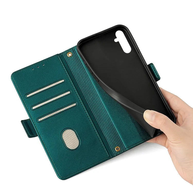 For Samsung Galaxy M34 5G / F34 5G Wallet Case RFID Blocking Leather Phone Cover with 2 Straps