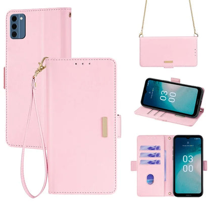 For Nokia C300 Case RFID Blocking Flip Leather Handbag Phone Cover with Shoulder Chain