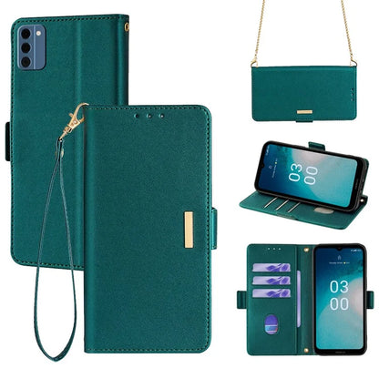 For Nokia C300 Case RFID Blocking Flip Leather Handbag Phone Cover with Shoulder Chain