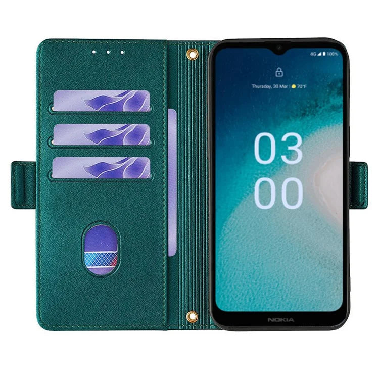For Nokia C300 Case RFID Blocking Flip Leather Handbag Phone Cover with Shoulder Chain