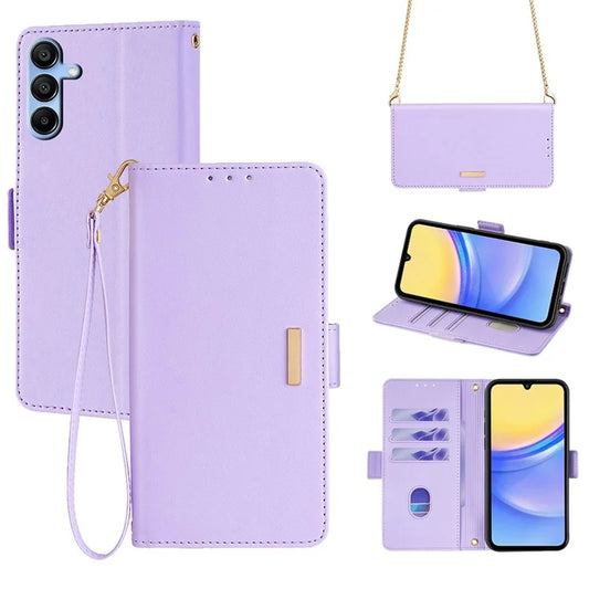 For Samsung Galaxy A15 4G / 5G Crossbody Wallet Case RFID Blocking Stand PU Leather Phone Cover