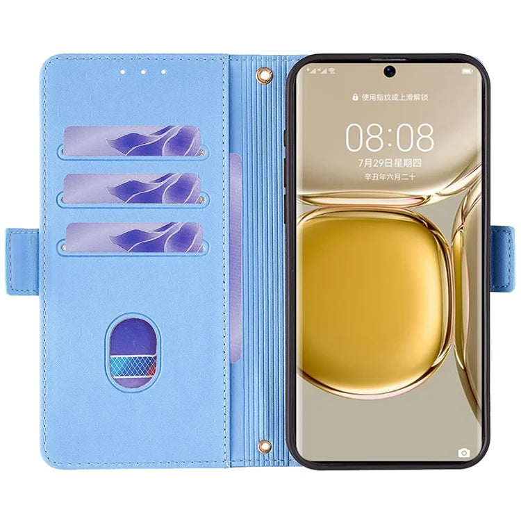 For Huawei P50 Pro 4G Case RFID Blocking Wallet Stand Phone Cover with Hand Strap