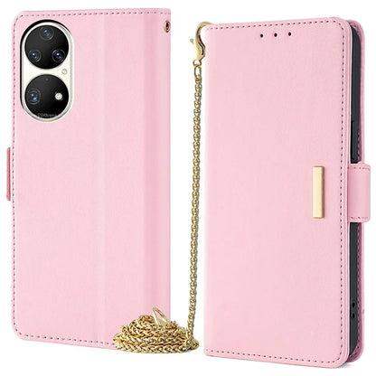 For Huawei P50 Pro 4G Case RFID Blocking Wallet Stand Phone Cover with Hand Strap