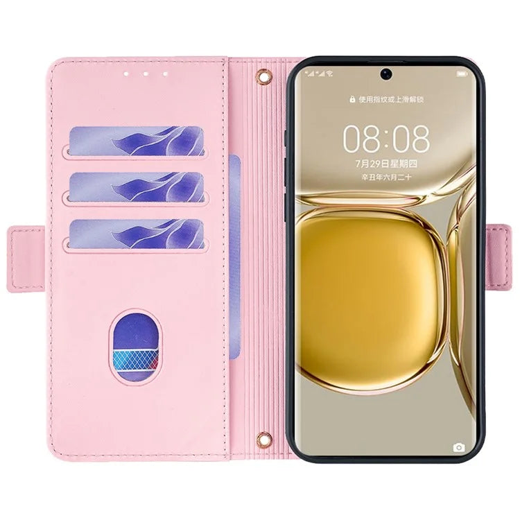For Huawei P50 Pro 4G Case RFID Blocking Wallet Stand Phone Cover with Hand Strap