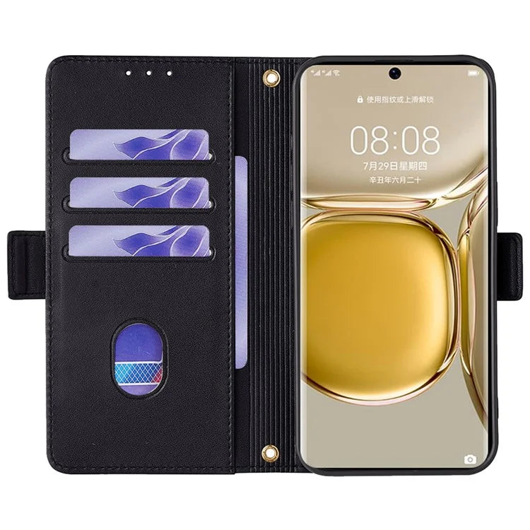 For Huawei P50 Pro 4G Case RFID Blocking Wallet Stand Phone Cover with Hand Strap