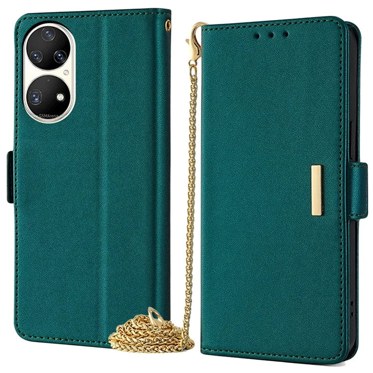 For Huawei P50 Pro 4G Case RFID Blocking Wallet Stand Phone Cover with Hand Strap