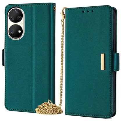 For Huawei P50 Pro 4G Case RFID Blocking Wallet Stand Phone Cover with Hand Strap