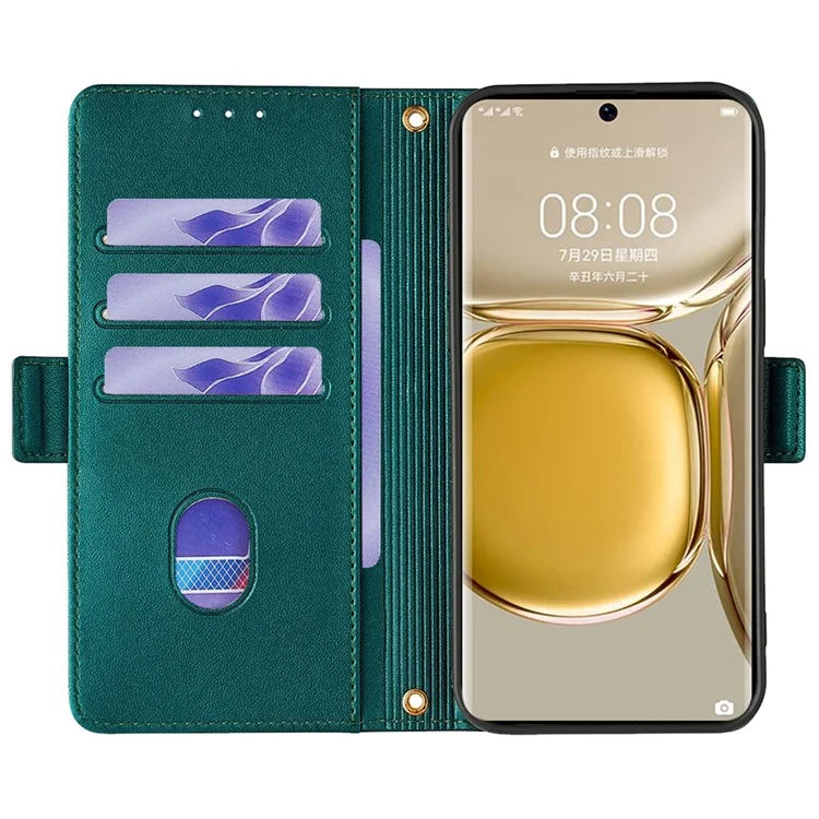 For Huawei P50 Pro 4G Case RFID Blocking Wallet Stand Phone Cover with Hand Strap