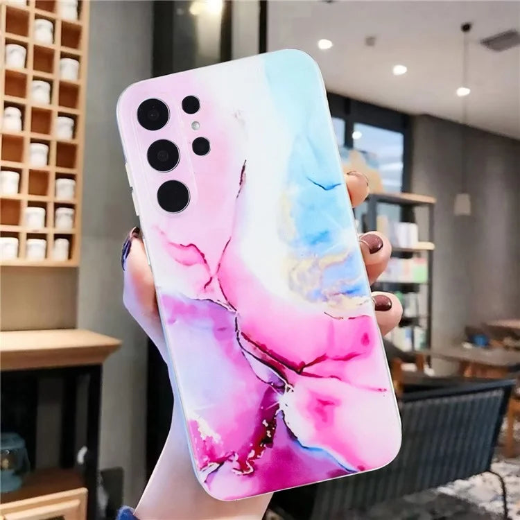 For Samsung Galaxy S24 Ultra Case Marble Effect Pattern Design TPU Phone Cover