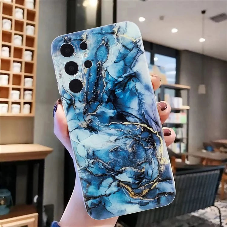For Samsung Galaxy S24 Ultra Case Marble Effect Pattern Design TPU Phone Cover