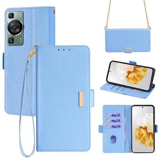 For Huawei P60 / P60 Pro Leather Case with Shoulder Strap Wallet Stand Flip Phone Cover