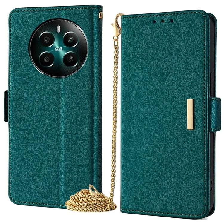 For Realme 12+ 5G Leather Case RFID Blocking Wallet Phone Cover with Magnetic Clasp