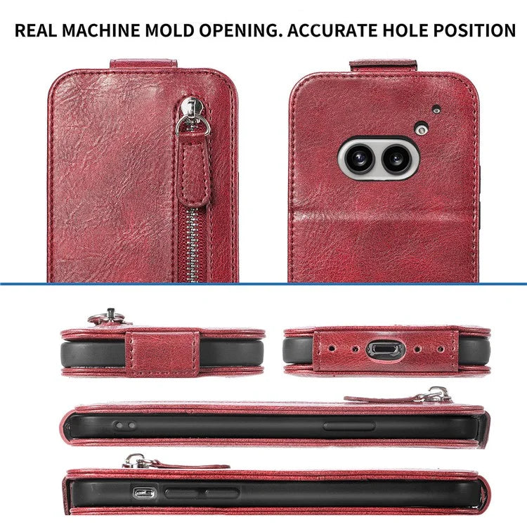For Nothing Phone (2a) Case Vertical Flip Design Zipper Wallet Leather Phone Cover
