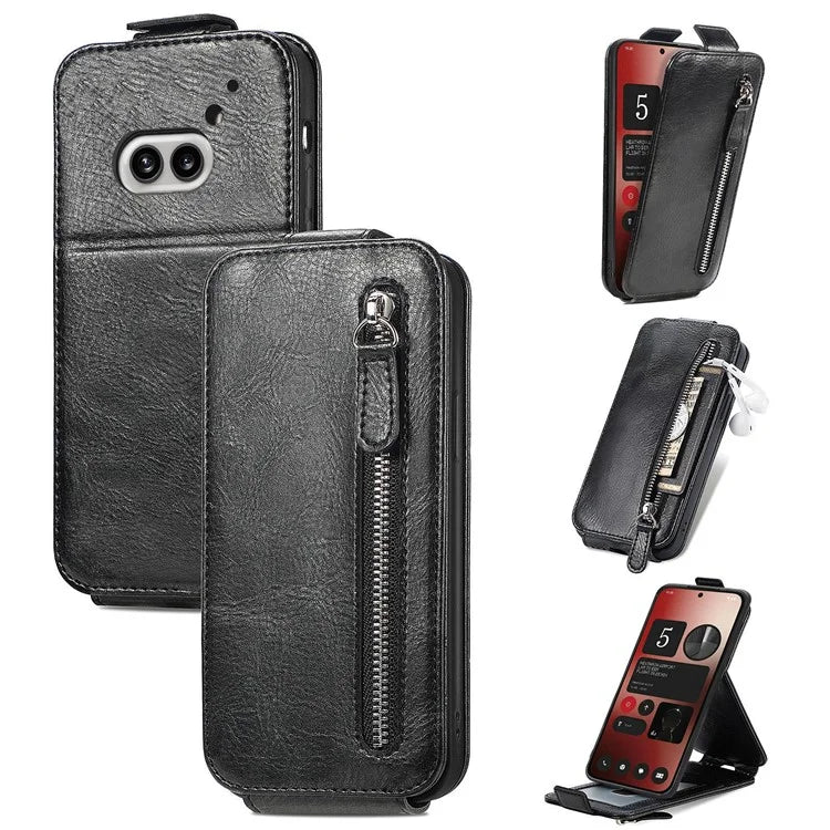 For Nothing Phone (2a) Case Vertical Flip Design Zipper Wallet Leather Phone Cover