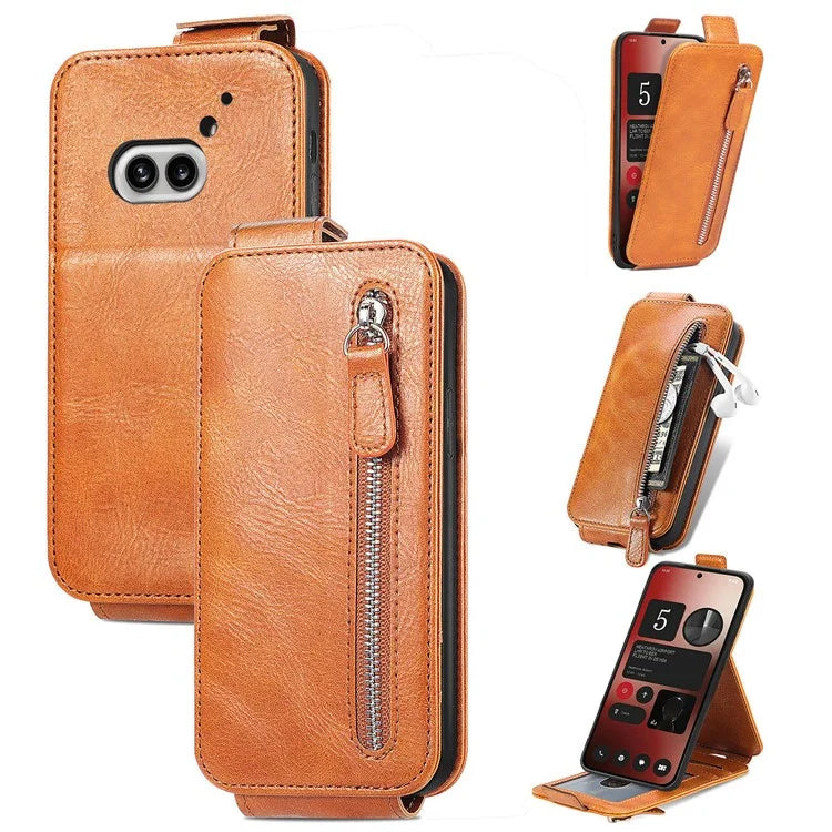 For Nothing Phone (2a) Case Vertical Flip Design Zipper Wallet Leather Phone Cover