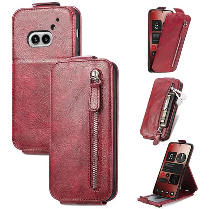 For Nothing Phone (2a) Case Vertical Flip Design Zipper Wallet Leather Phone Cover