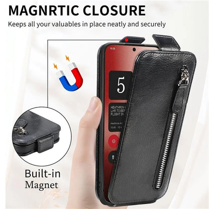 For Nothing Phone (2a) Case Vertical Flip Design Zipper Wallet Leather Phone Cover