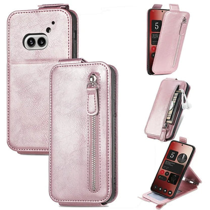 For Nothing Phone (2a) Case Vertical Flip Design Zipper Wallet Leather Phone Cover