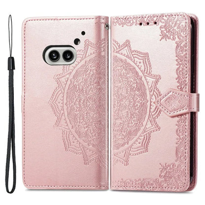 For Nothing Phone (2a) Case PU Leather Mandala Pattern Embossment Flip Wallet Phone Cover