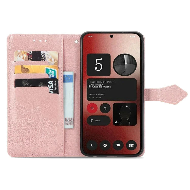 For Nothing Phone (2a) Case PU Leather Mandala Pattern Embossment Flip Wallet Phone Cover
