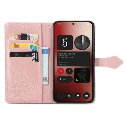 For Nothing Phone (2a) Case PU Leather Mandala Pattern Embossment Flip Wallet Phone Cover
