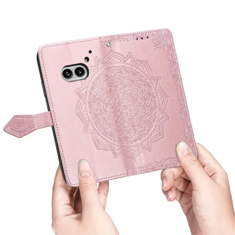 For Nothing Phone (2a) Case PU Leather Mandala Pattern Embossment Flip Wallet Phone Cover