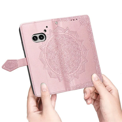 For Nothing Phone (2a) Case PU Leather Mandala Pattern Embossment Flip Wallet Phone Cover