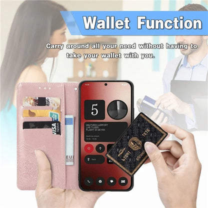 For Nothing Phone (2a) Case PU Leather Mandala Pattern Embossment Flip Wallet Phone Cover