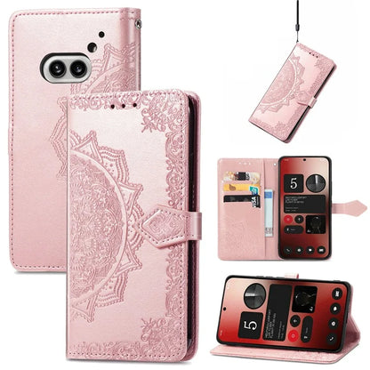 For Nothing Phone (2a) Case PU Leather Mandala Pattern Embossment Flip Wallet Phone Cover