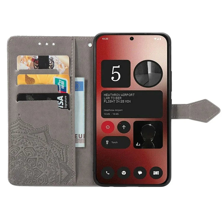 For Nothing Phone (2a) Case PU Leather Mandala Pattern Embossment Flip Wallet Phone Cover