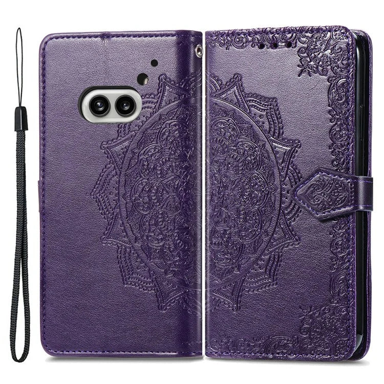 For Nothing Phone (2a) Case PU Leather Mandala Pattern Embossment Flip Wallet Phone Cover