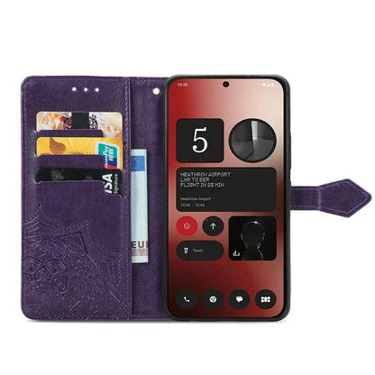 For Nothing Phone (2a) Case PU Leather Mandala Pattern Embossment Flip Wallet Phone Cover