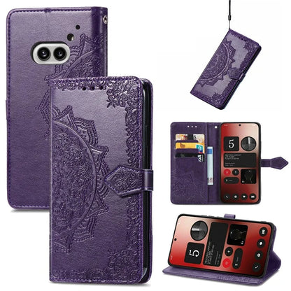 For Nothing Phone (2a) Case PU Leather Mandala Pattern Embossment Flip Wallet Phone Cover