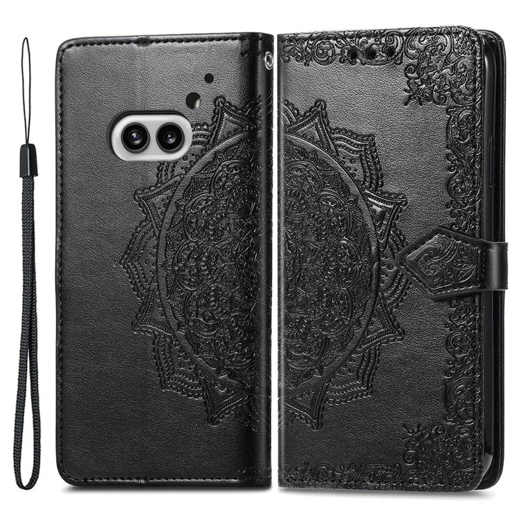 For Nothing Phone (2a) Case PU Leather Mandala Pattern Embossment Flip Wallet Phone Cover