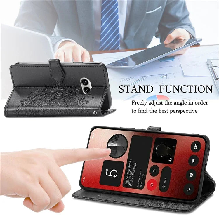For Nothing Phone (2a) Case PU Leather Mandala Pattern Embossment Flip Wallet Phone Cover