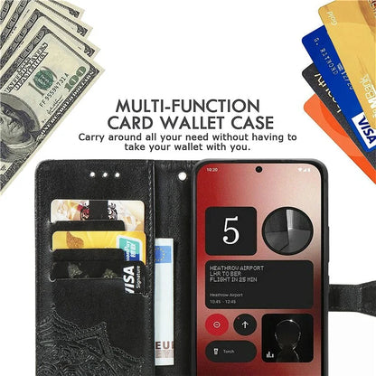 For Nothing Phone (2a) Case PU Leather Mandala Pattern Embossment Flip Wallet Phone Cover