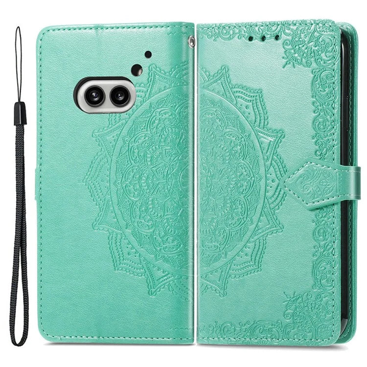 For Nothing Phone (2a) Case PU Leather Mandala Pattern Embossment Flip Wallet Phone Cover