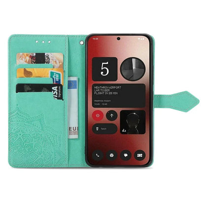 For Nothing Phone (2a) Case PU Leather Mandala Pattern Embossment Flip Wallet Phone Cover