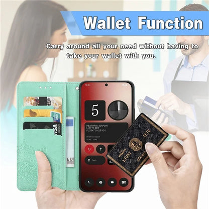 For Nothing Phone (2a) Case PU Leather Mandala Pattern Embossment Flip Wallet Phone Cover
