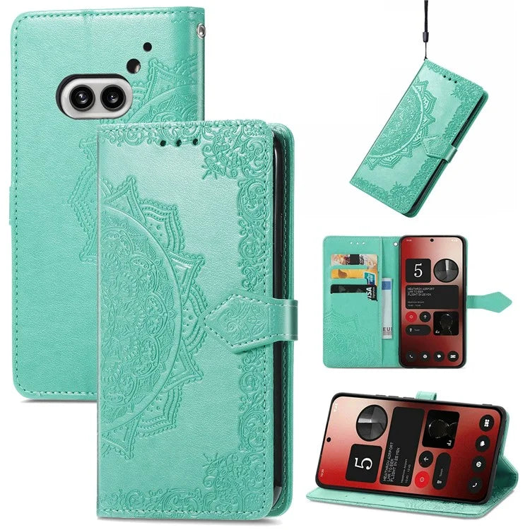 For Nothing Phone (2a) Case PU Leather Mandala Pattern Embossment Flip Wallet Phone Cover