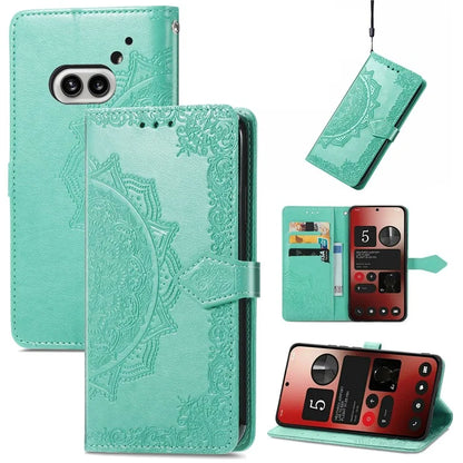 For Nothing Phone (2a) Case PU Leather Mandala Pattern Embossment Flip Wallet Phone Cover