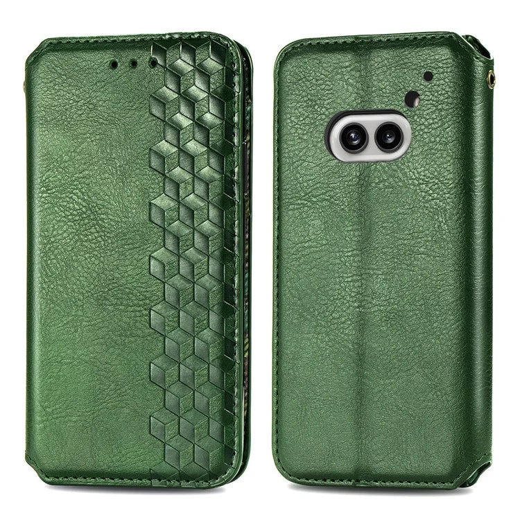 For Nothing Phone (2a) Case PU Leather Rhombus Magnetic Closure Phone Cover