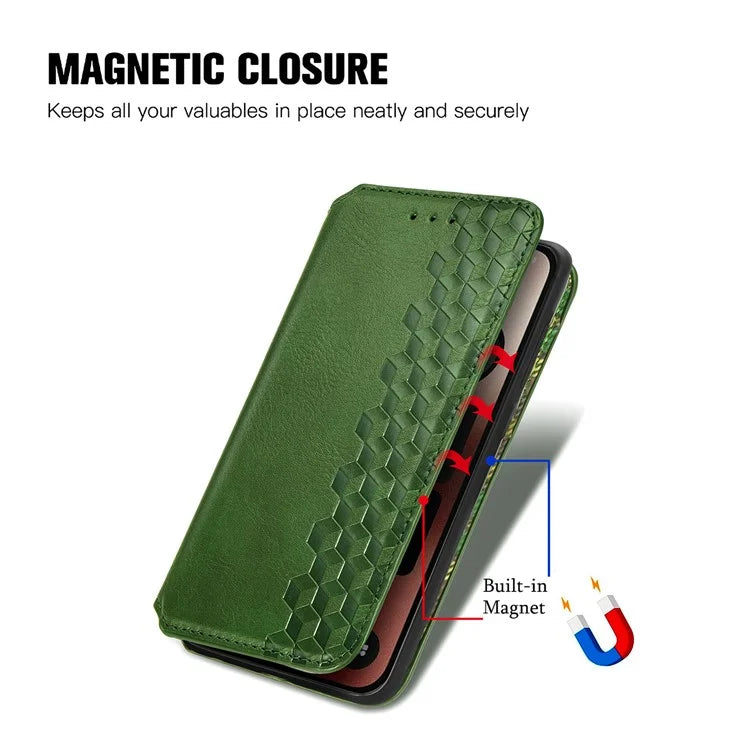 For Nothing Phone (2a) Case PU Leather Rhombus Magnetic Closure Phone Cover