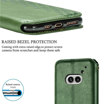 For Nothing Phone (2a) Case PU Leather Rhombus Magnetic Closure Phone Cover